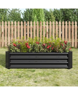 Metal Raised Garden Bed, Rectangle Raised Planter 4×2×1ft  for Flowers Plants, Vegetables Herb Veezyo