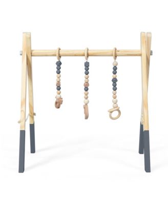Baby Foldable Wooden Gym with 3 Wooden Teething Toys