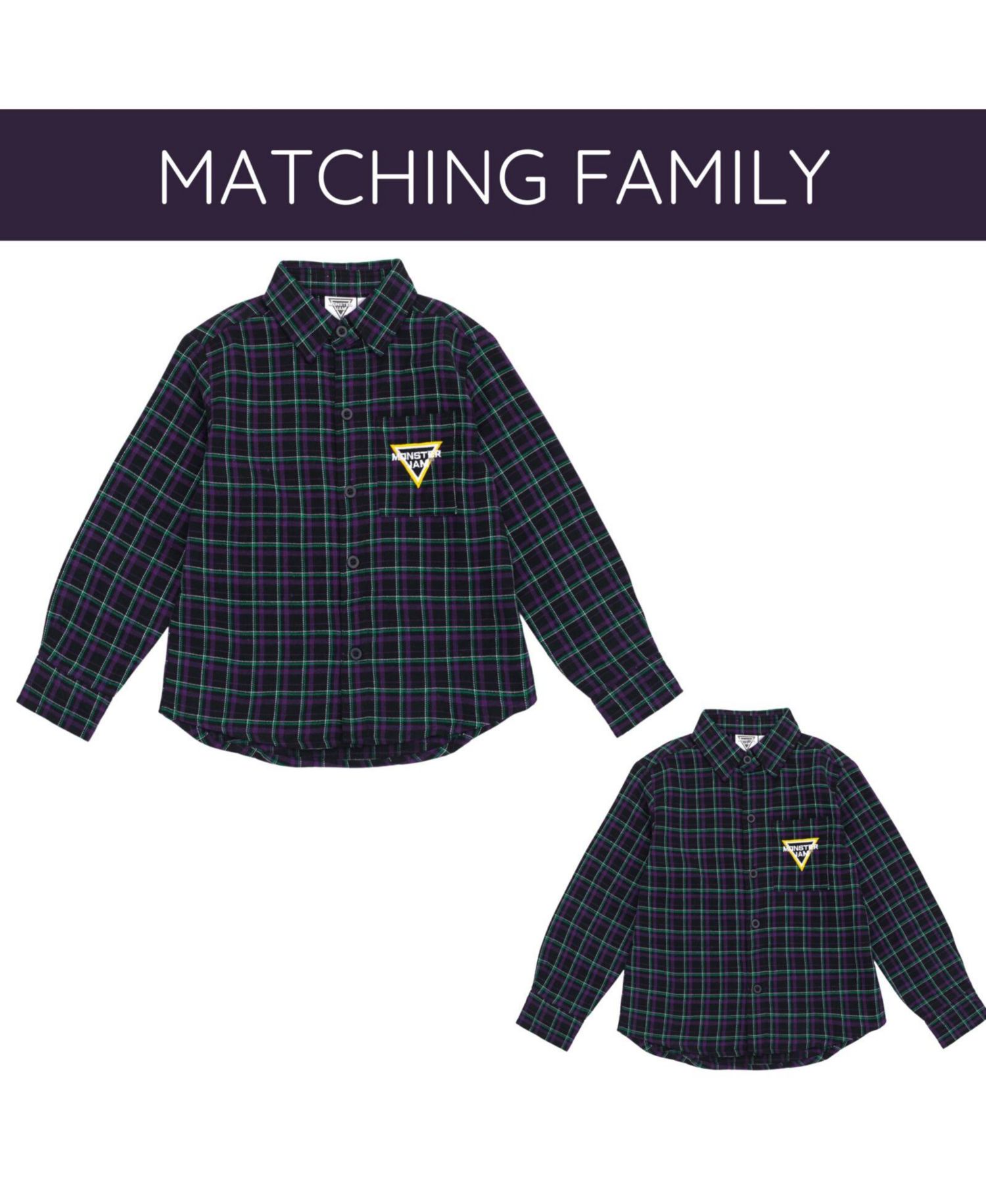 Boys Grave Digger Truck Flannel Matching Family Button Down Shirt