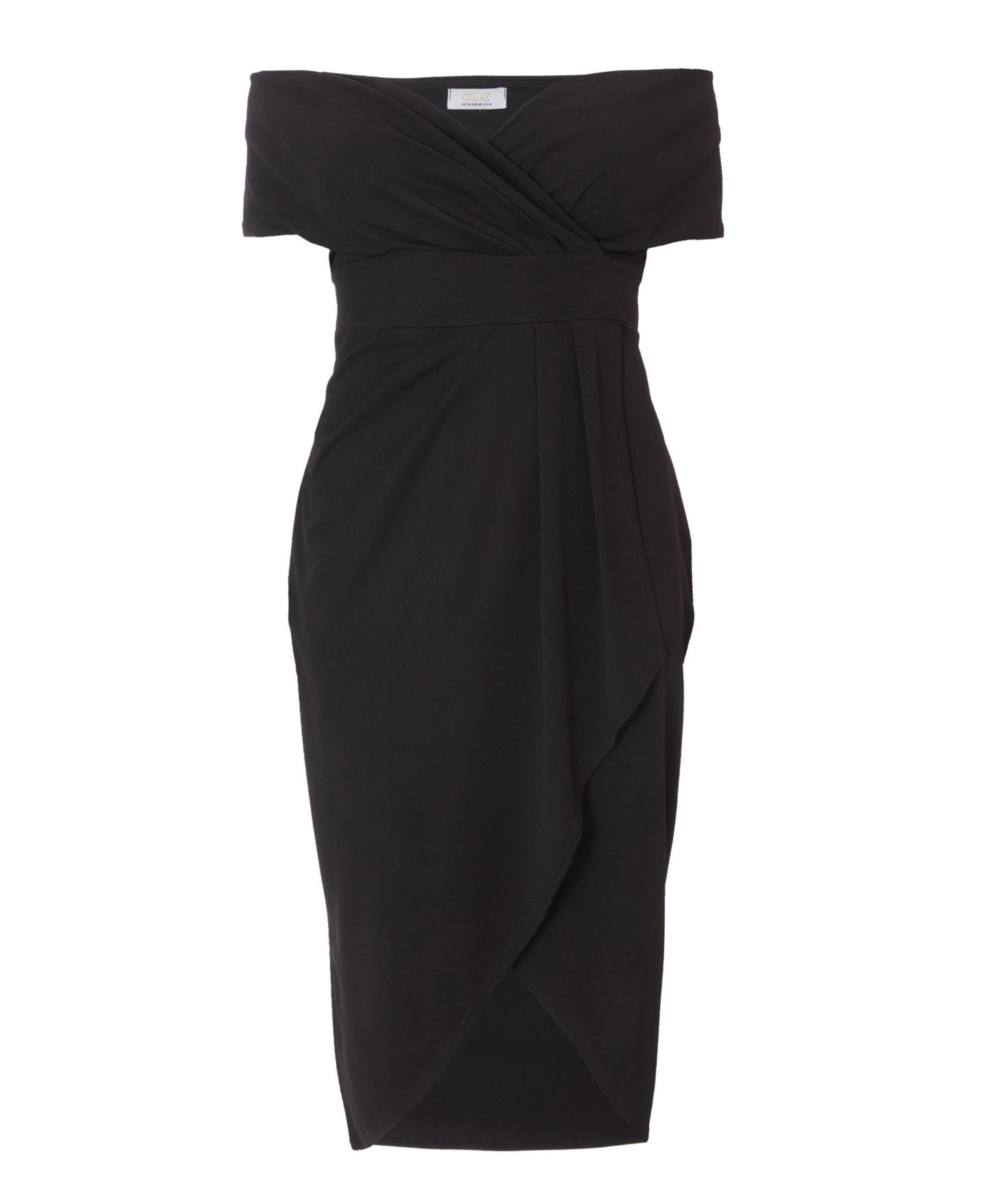 Женское платье QUIZ Bardot Wrap Midi, цвет: Чёрный — фото 4
