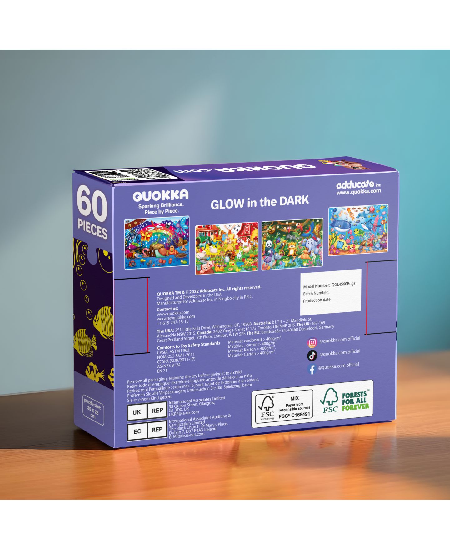 Детские игрушки Quokka 4 x 60-Piece Glow-in-the-Dark Puzzles, Ages 4+, цвет: 4x60 — фото 8