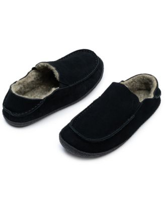 Men's Gary Genuine Suede Moccasin Slippers Sherpa Slip On Shoes
