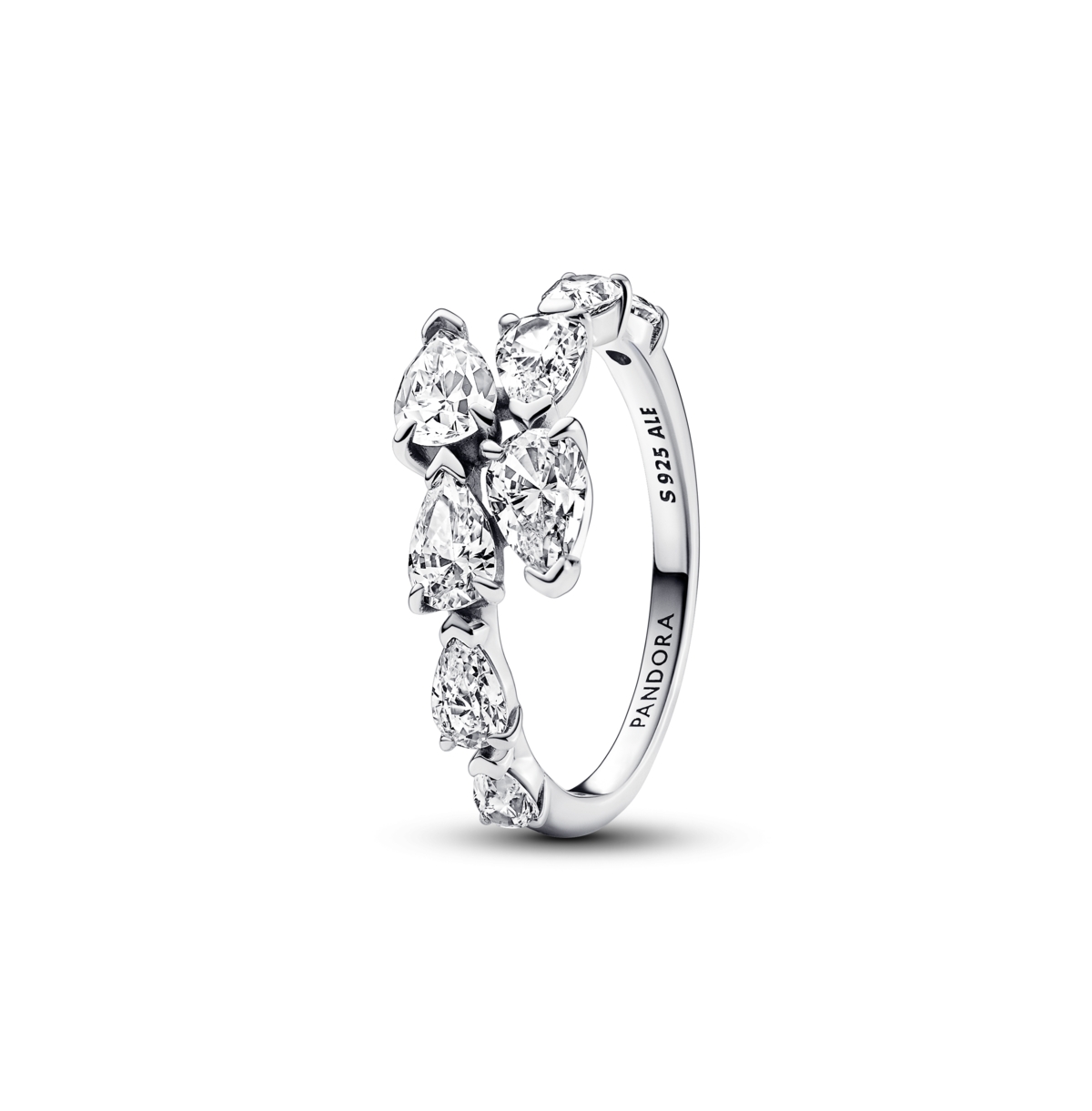 Sterling Silver Sparkling Overlapping Band Ring - Sterling Silver