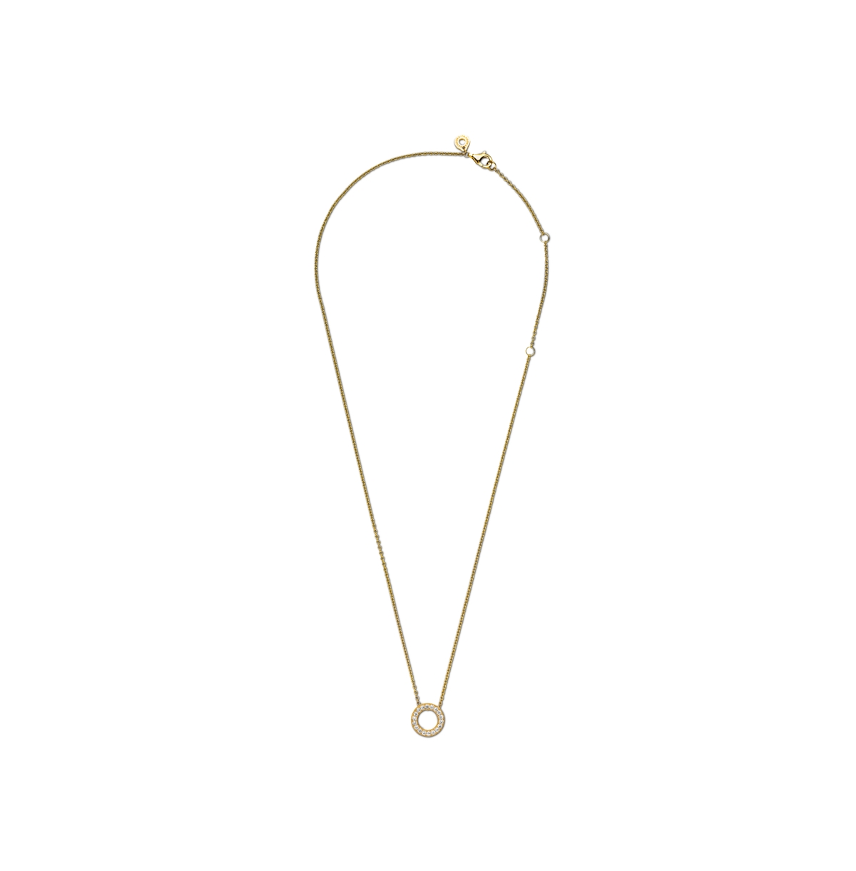 Pandora Logo Pave Circle Collier Pendant Necklace In Gold
