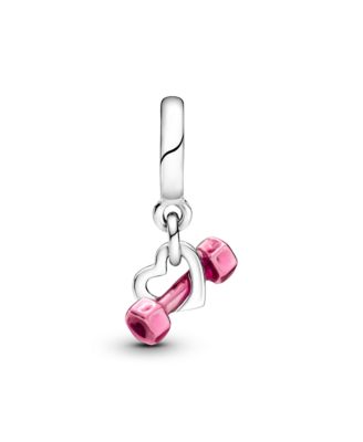 Sterling Silver Dumbbell Heart Dangle Charms