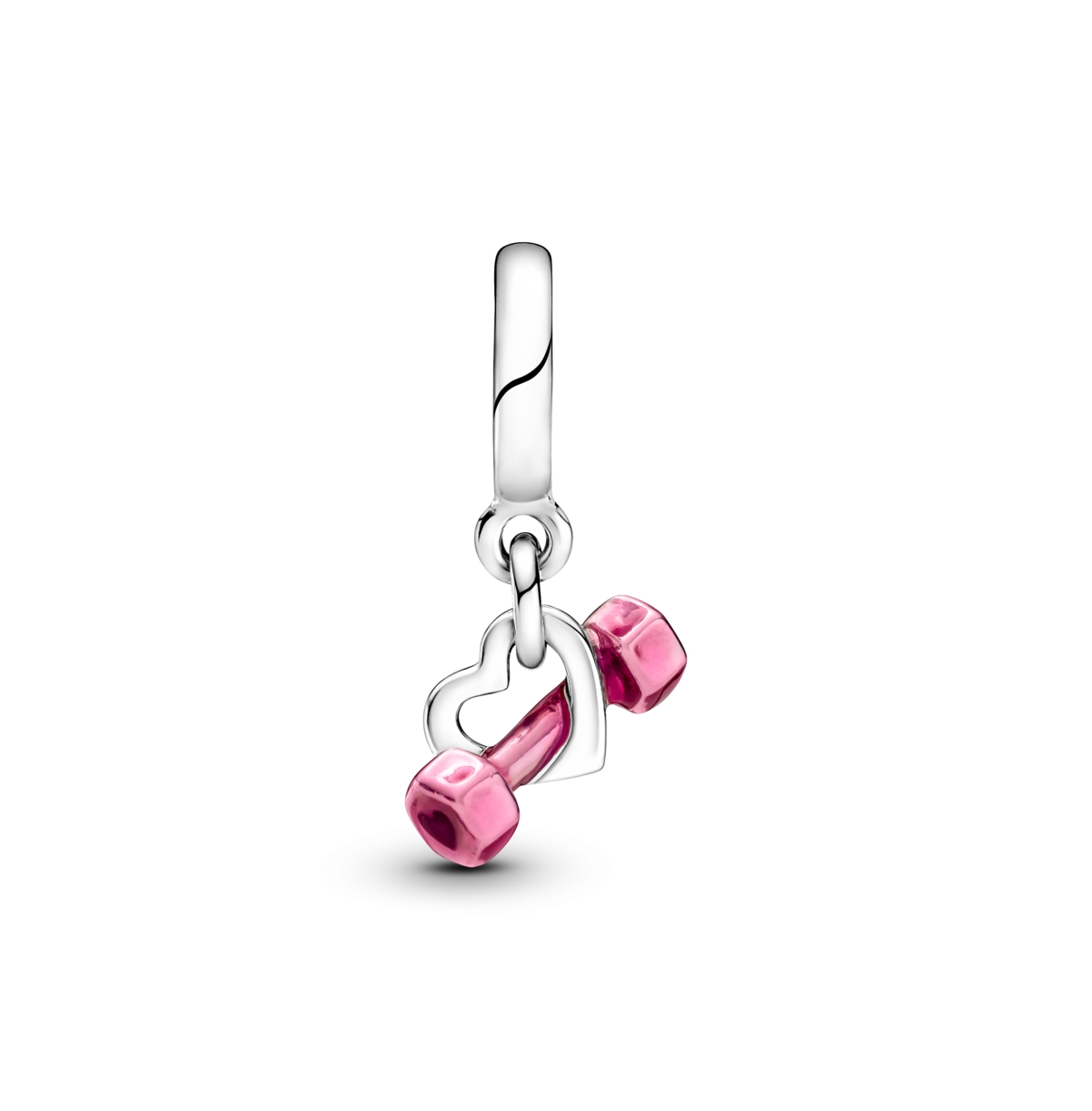 Pandora Sterling Silver Dumbbell Heart Dangle Charms In Sterling Silver
