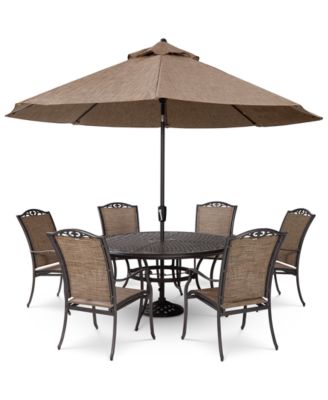 Wythburn Outdoor Dining 7pc Set (60" Round Table & 6 Filigree Sling Dining Chairs), Created for Macy's