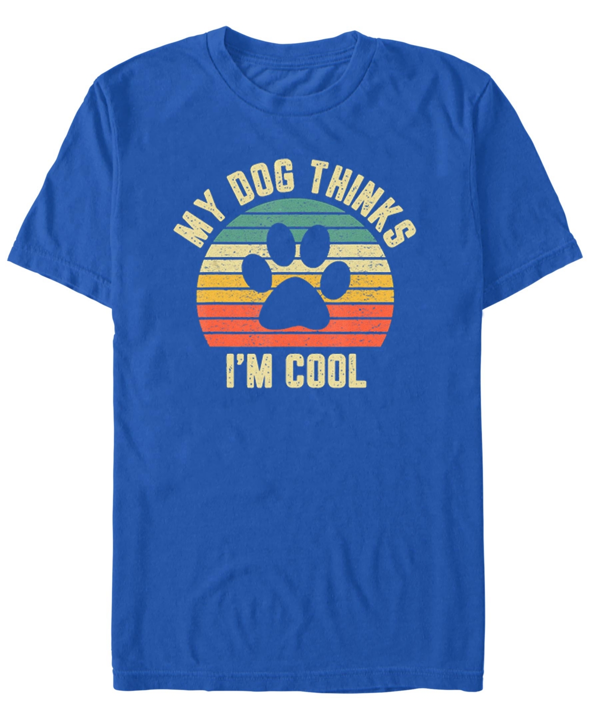 Men's My Dog Thinks I'm Cool Shirt Funny Dog Lover Retro Short Sleeve T-Shirt - Royal