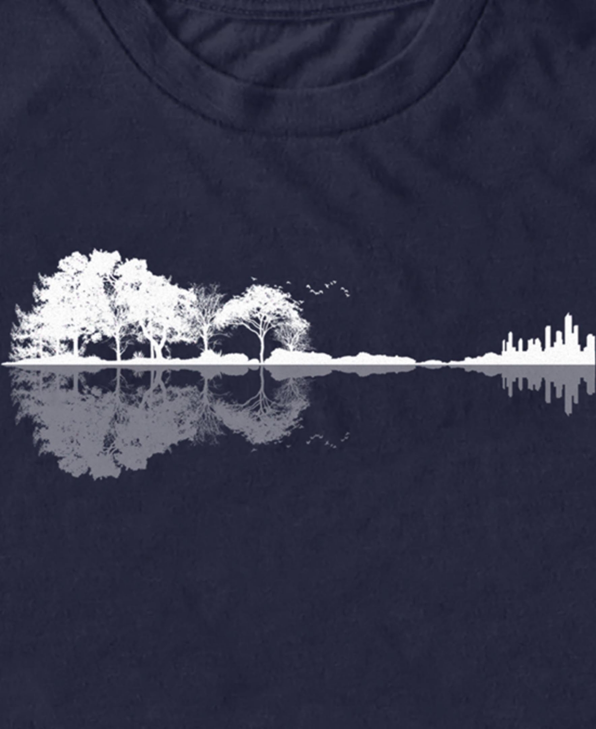 Design By Humans Men's Nature Guitar Short Sleeve T-shirt In Navy