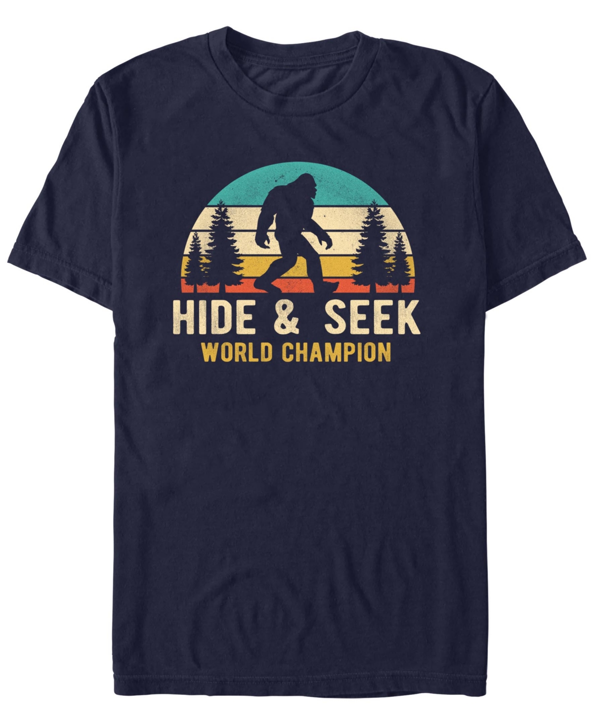 Men's Bigfoot Hide and Seek World Champion Short Sleeve T-Shirt - Navy