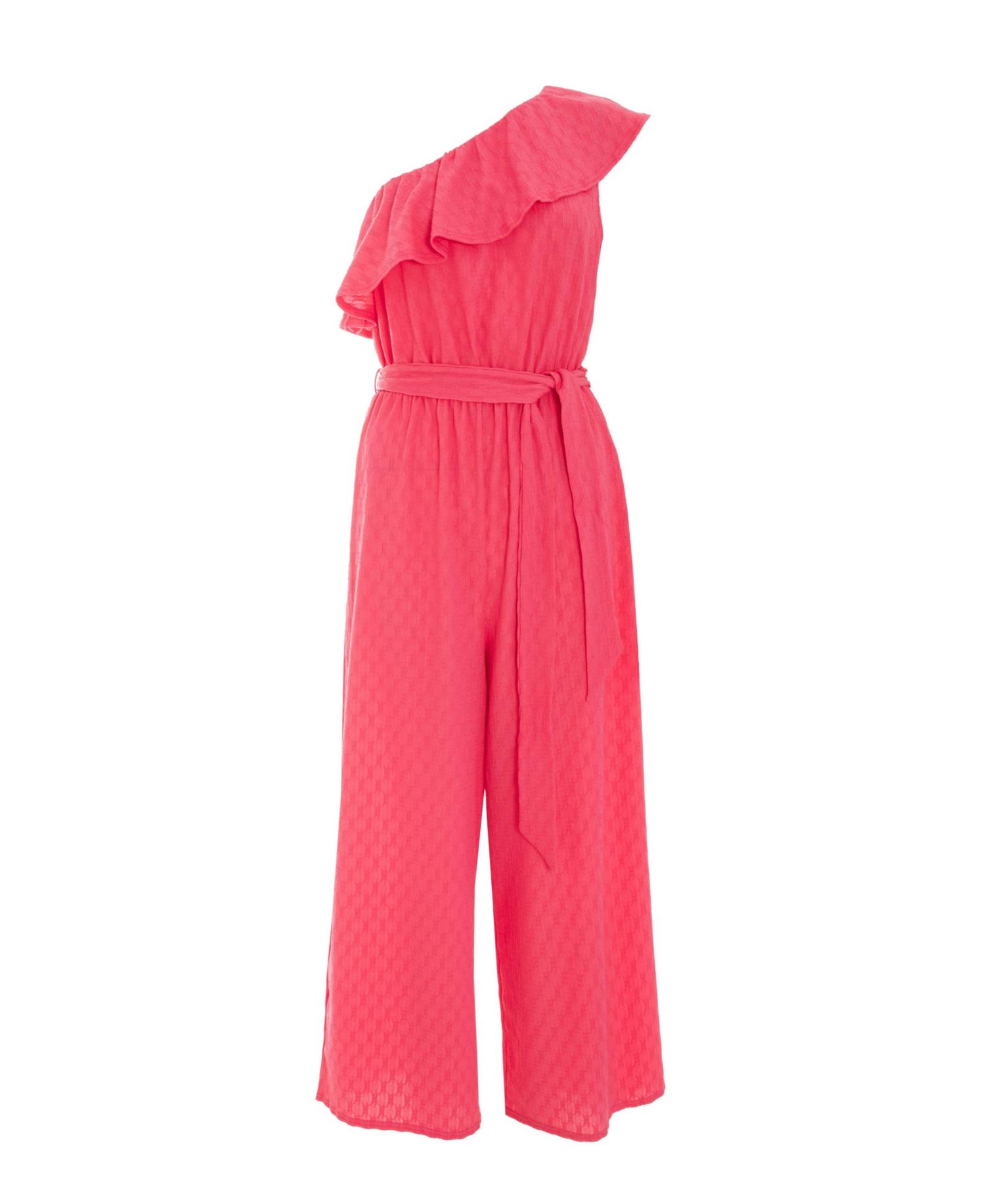 Women's Textured One Shoulder Culotte Jumpsuit