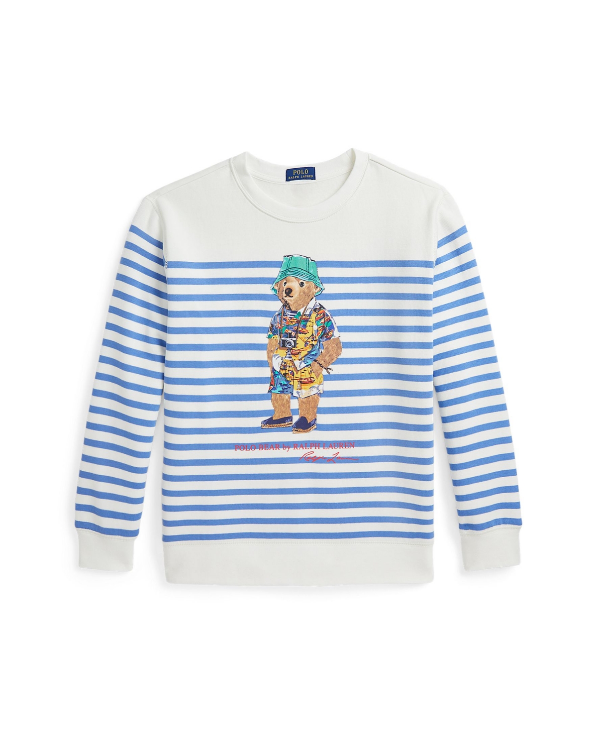 Polo Ralph Lauren Polo Bear Striped Fleece Sweatshirt In Nevis,scottsdale Blue Bear