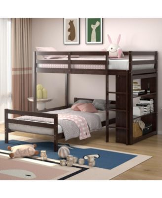 Twin Over Twin Loft Bunk Bed with Bookcase
