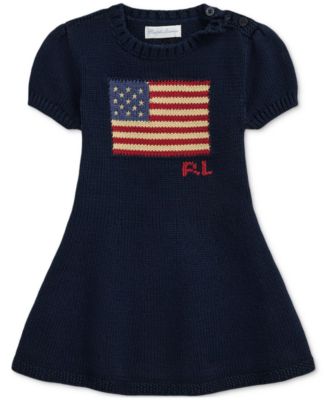 Polo Ralph Lauren Baby Girl Cotton Flag Sweater Dress - Macy's 