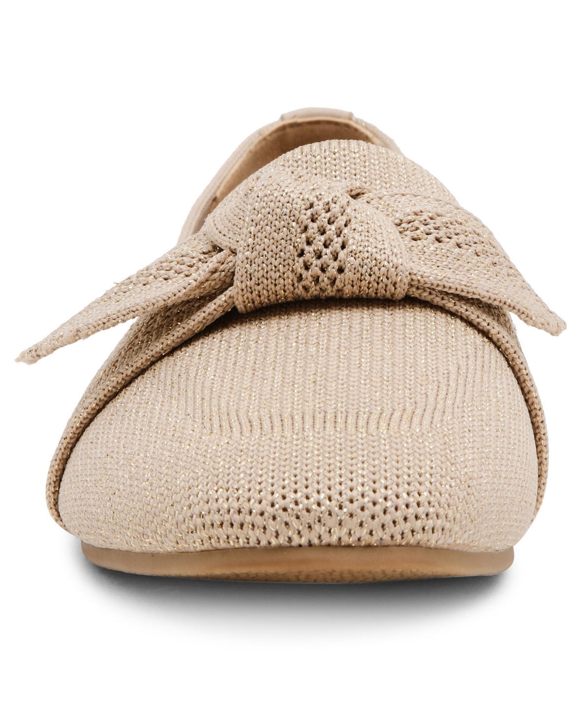 Anne Klein Women's Tanya Bow Knit Slip On Loafers In Gold Knit