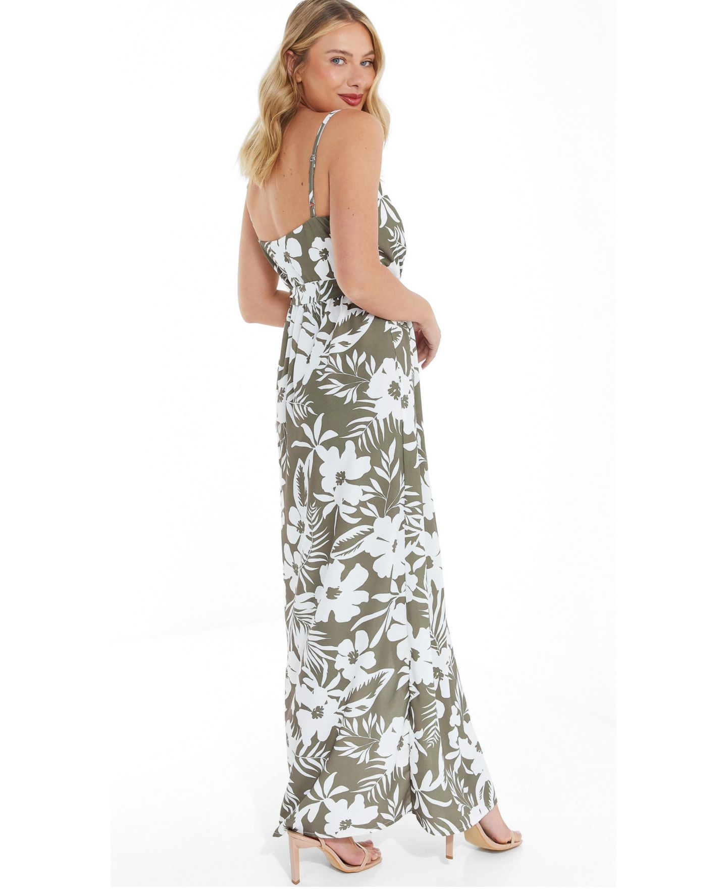 Женское платье QUIZ Crepe Tropical Wrap Maxi, цвет: Зелёный — фото 3