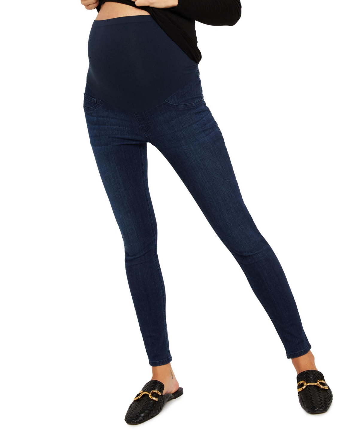 Plus Size Super Stretch Secret Fit Over The Belly Skinny Ankle Jeans - Motherhood - Dark wash