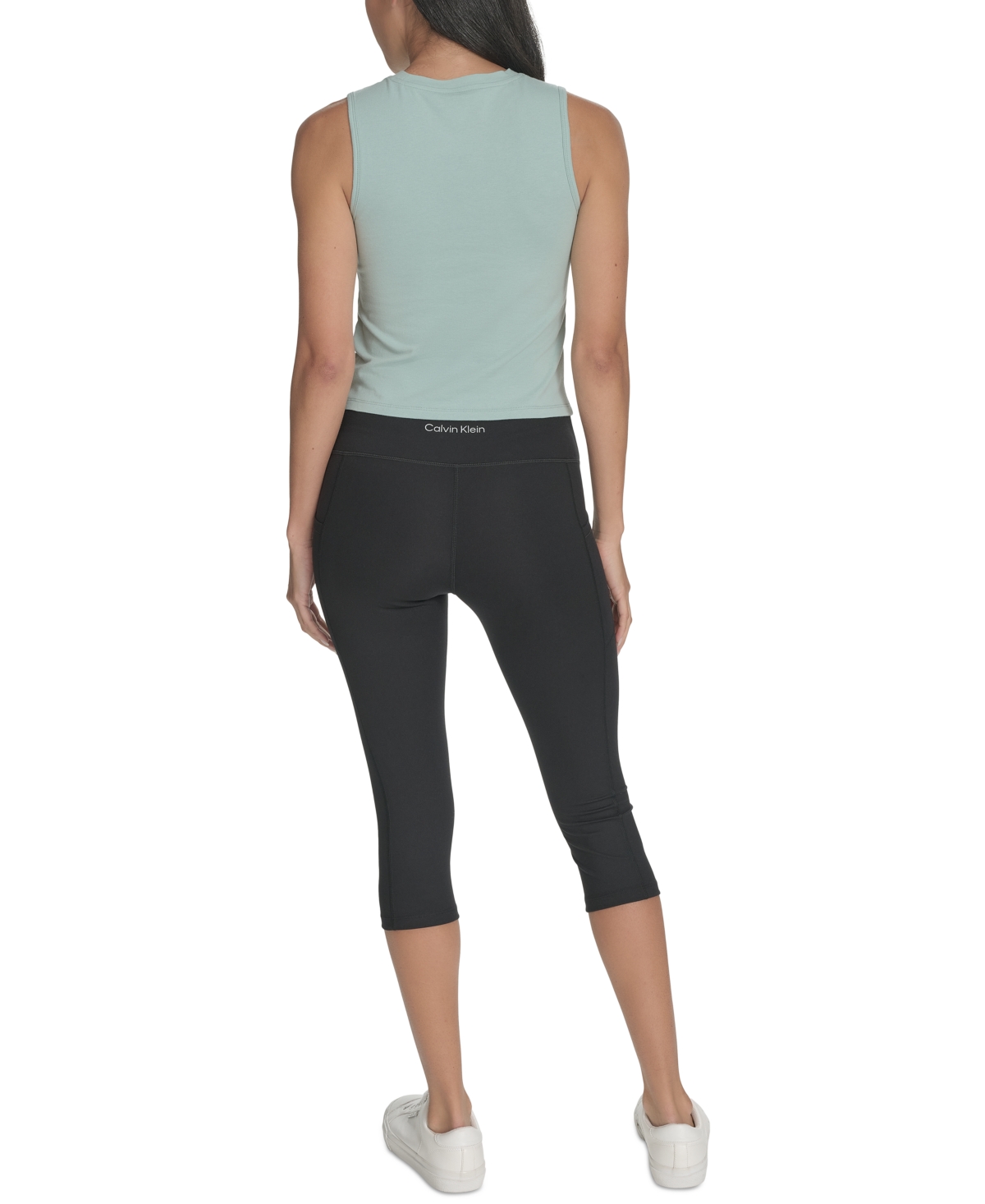 Shop Calvin Klein Women's Ruched Crewneck Logo Tank Top