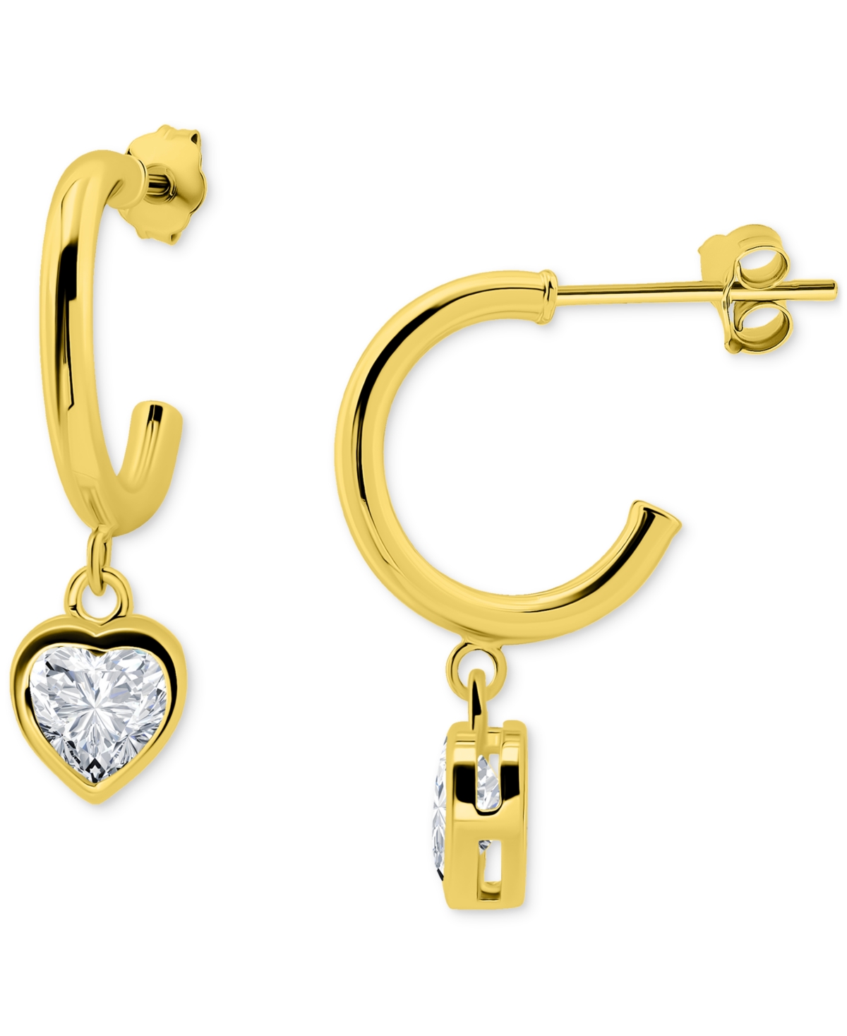 Giani Bernini Cubic Zirconia Heart Charm Half Hoop Earrings In Gold