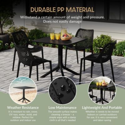 Modern 5-Piece Resin Patio Dining Table Set with Stackable Patio Dining Chairs