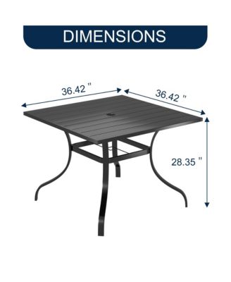 36 Inches Outdoor Metal Dining Table with Umbrella Hole Square Patio Bistro Table, Black