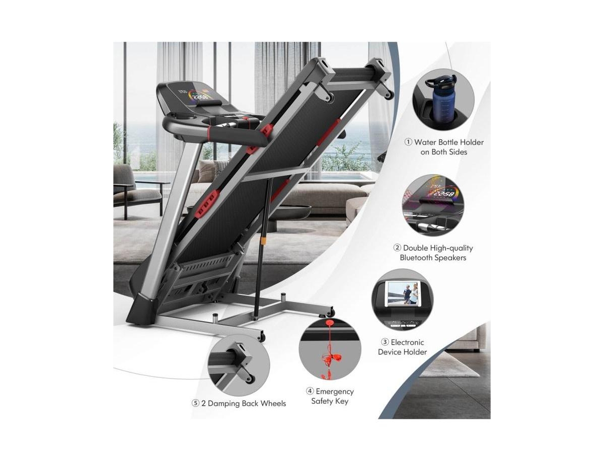 4.75 Hp Folding Treadmill with Auto Incline and 20 Preset Programs