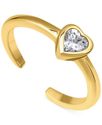 Cubic Zirconia Heart Adjustable Toe Ring in Sterling Silver (also in 18k Gold-Plated Sterling Silver)