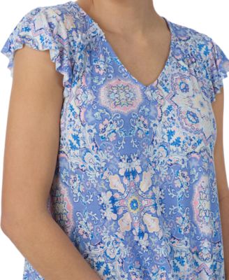 Women's Printed Short-Sleeve Cropped Pajama Set