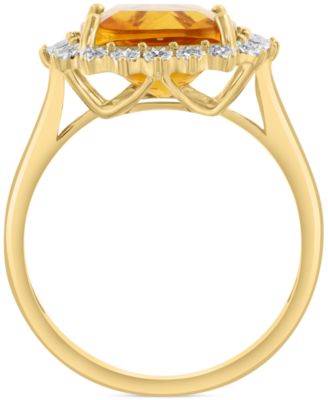Diamond (1/10 ct. t.w.) & Citrine (3-5/8 ct. t.w.) Ring in 14K Yellow Gold