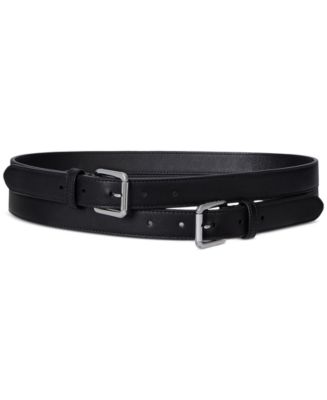 Lauren Ralph Lauren Leather Double-Buckle Stacked Belt - Macy display picture 3