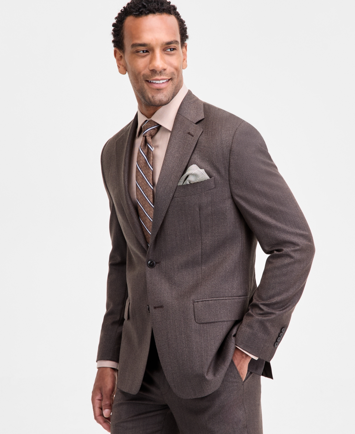 Michael Kors Men's Classic-fit Wool-blend Suit Separate Jacket In Brown