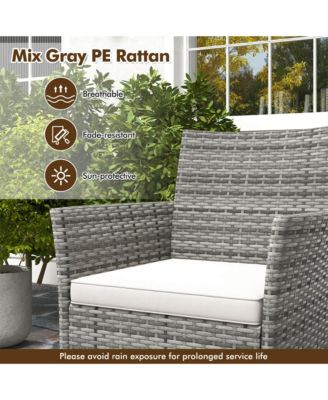 Set of 2 Patio Rattan Arm Dining Chair Cushioned Sofa Furniture