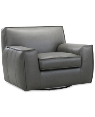 Glympton 44" Leather Swivel Chair, Exclusively at Macy's