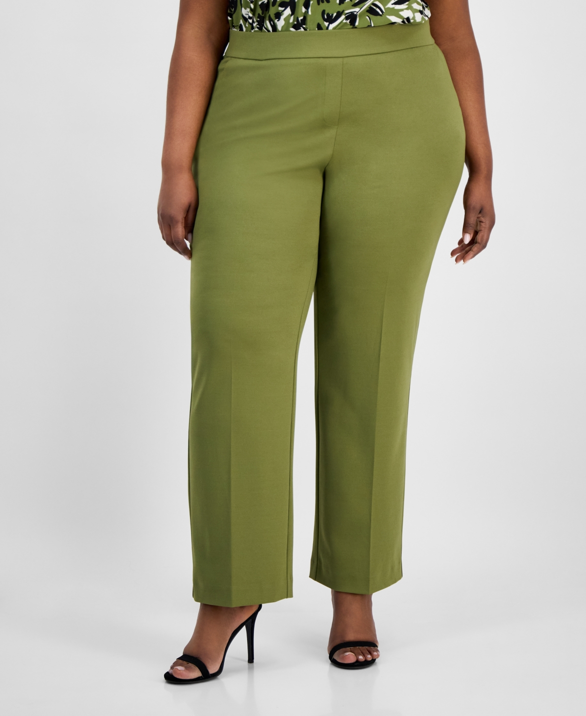 Ak Anne Klein Plus Size Pull-on Mid-rise Trousers