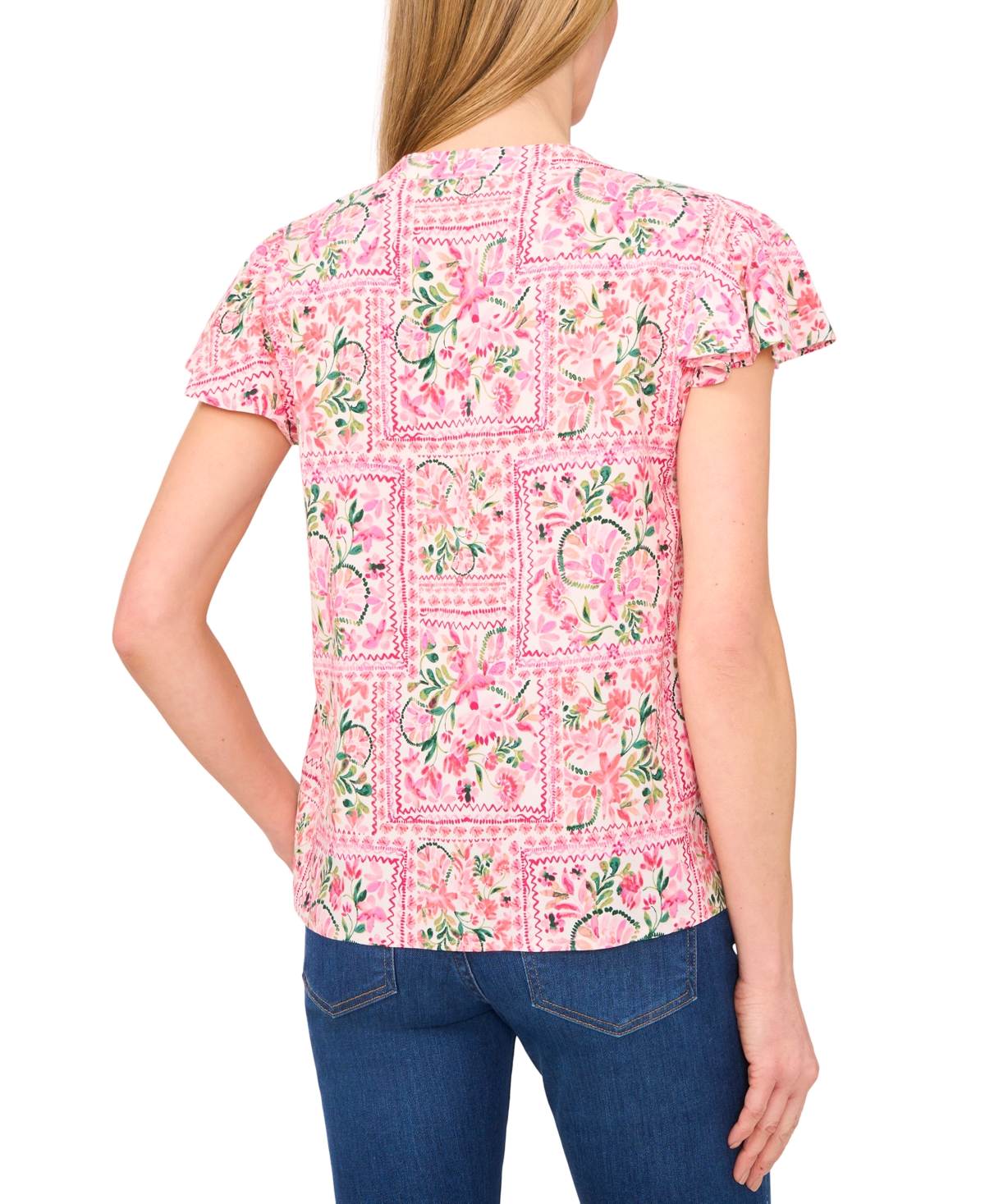 Shop Cece Women's Shirred V-neck Flutter-sleeve Blouse