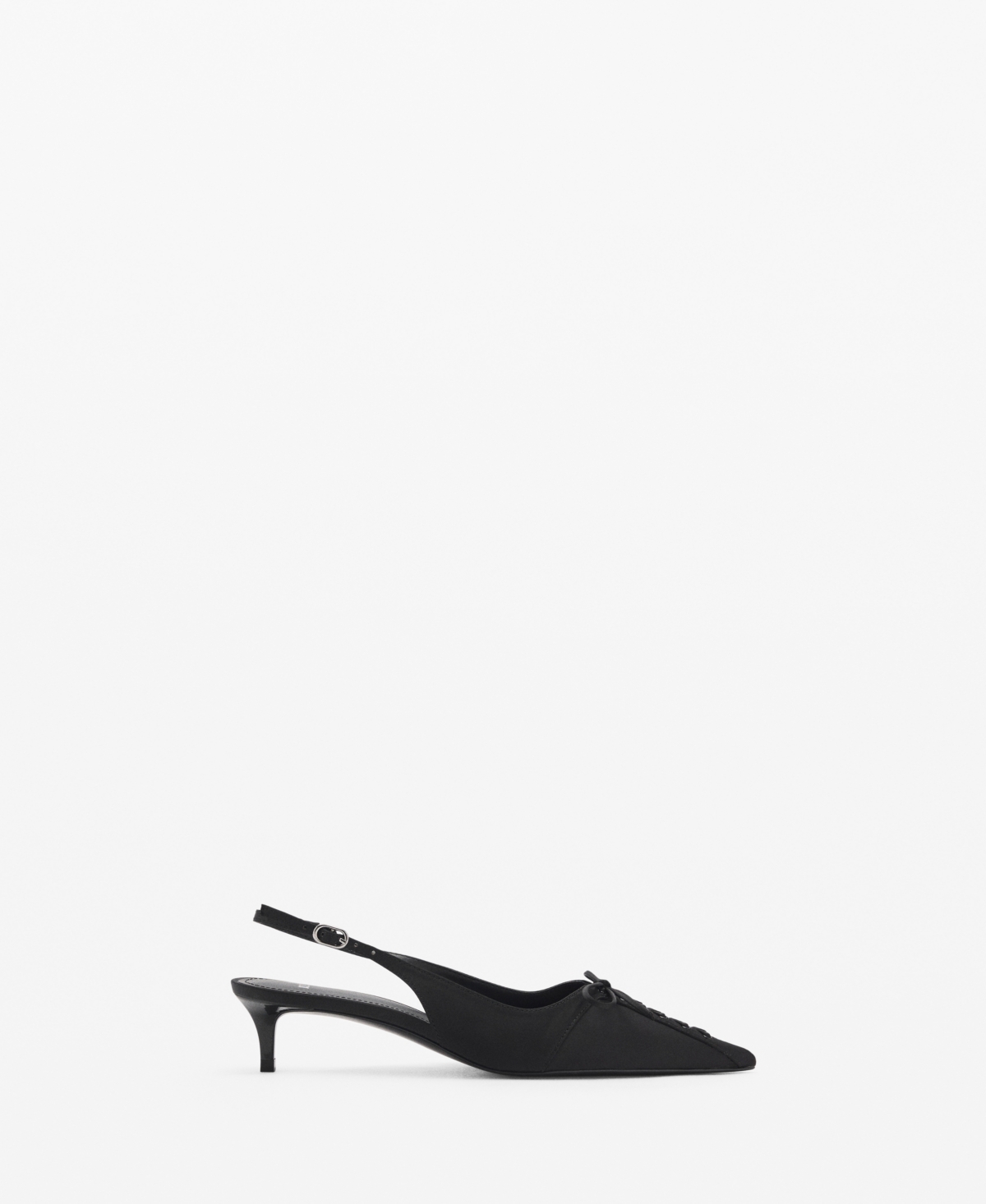 Mango Coresett Detail Pointed Kitten Heel In Black