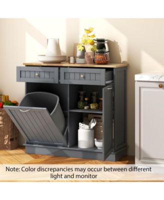 Kitchen Tilt Out Trash Cabinet with 2 Drawers and Adjustable Shelf