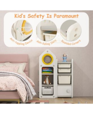 Multipurpose Toy Chest and Bookshelf with Mobile Trolley for Bedroom