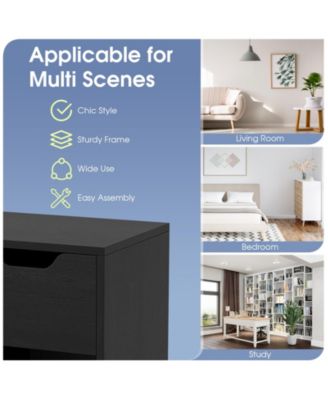 3-Cube Bookcase 2-tier Wooden Storage Shelf with Pull-out Drawer