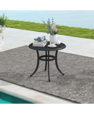 24 Inch Patio Side Table with Adjustable Footpads for Poolside Backyard Balcony