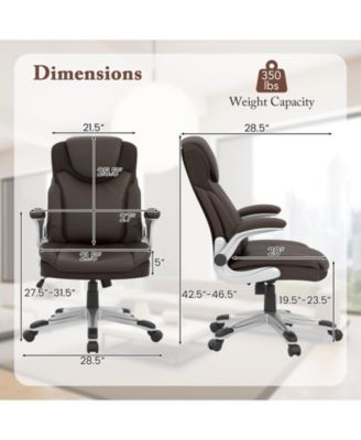 Ergonomic Office PU Leather Executive Chair with Flip-up Armrests and Rocking Function