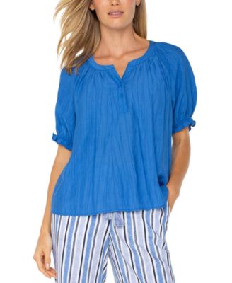 Liverpool Los Angeles - Women's Draped Short-Sleeve Blouse