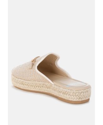 Marama Horsebit Embellished Raffia Mules