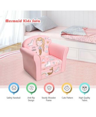 Kids Mermaid Armrest Couch Upholstered Sofa