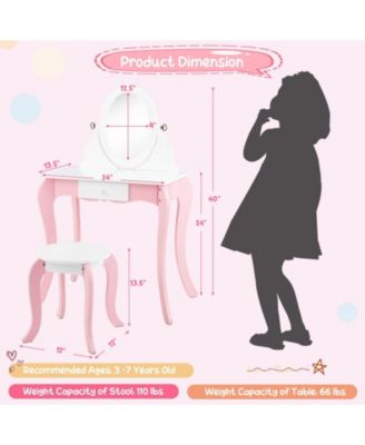 Pretend Kids Vanity Set with 360° Rotatable Mirror and Play Accessories