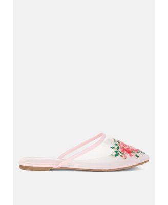 Shara Floral Embroidered Mesh Mules