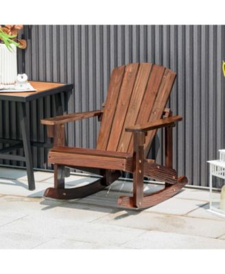Outdoor Wooden Kid Adirondack Rocking Chair with Slatted Seat