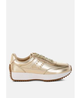 Mujori Metallic Pleather Studded Sneakers