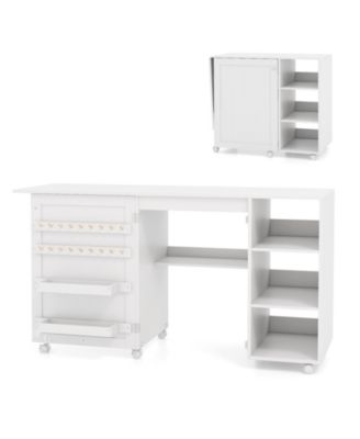 Multifunctional Folding Sewing Machine Craft Station with Storage Shelves