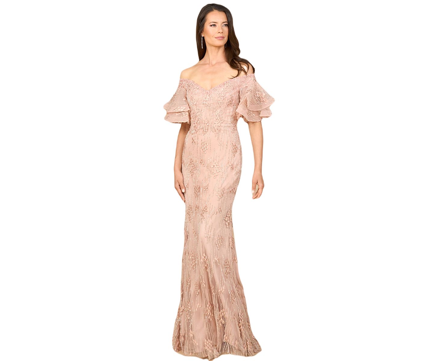 Женское платье Lara Off Shoulder Mermaid Gown, цвет: Шампань розовый — фото 1